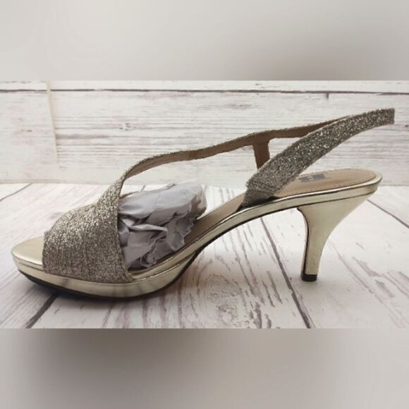 Brown's Formal Silver Gold High Heel Shoes SZ 6 Wedding Party - Picture 6 of 16